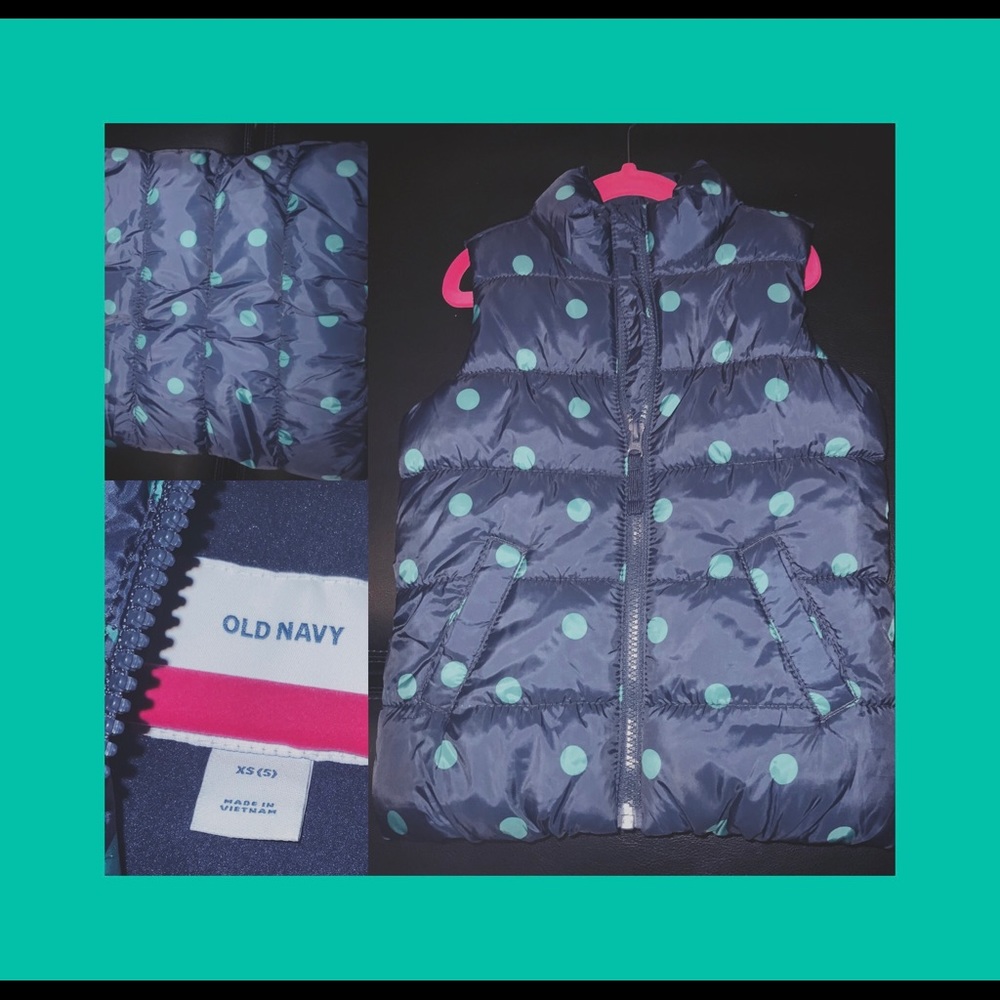 Polka dot girls XS vest old navy zips up